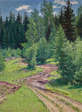 Bosque Painting - CAMINO A TRAVÉS DEL BOSQUE Nikolay Bogdanov Belsky bosques árboles paisaje